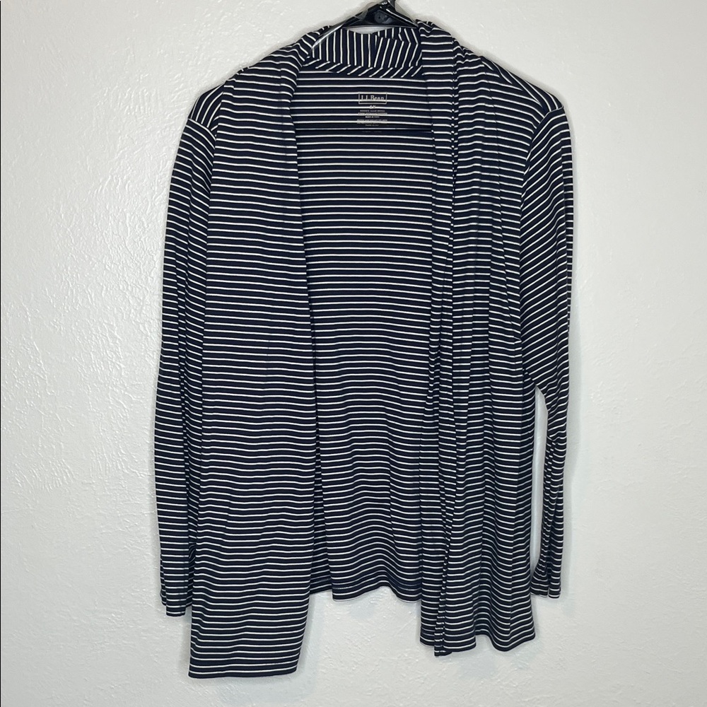 L.L. Bean Comfy Striped Draped Cardigan - Soft Stretchy Material - Size 1X
